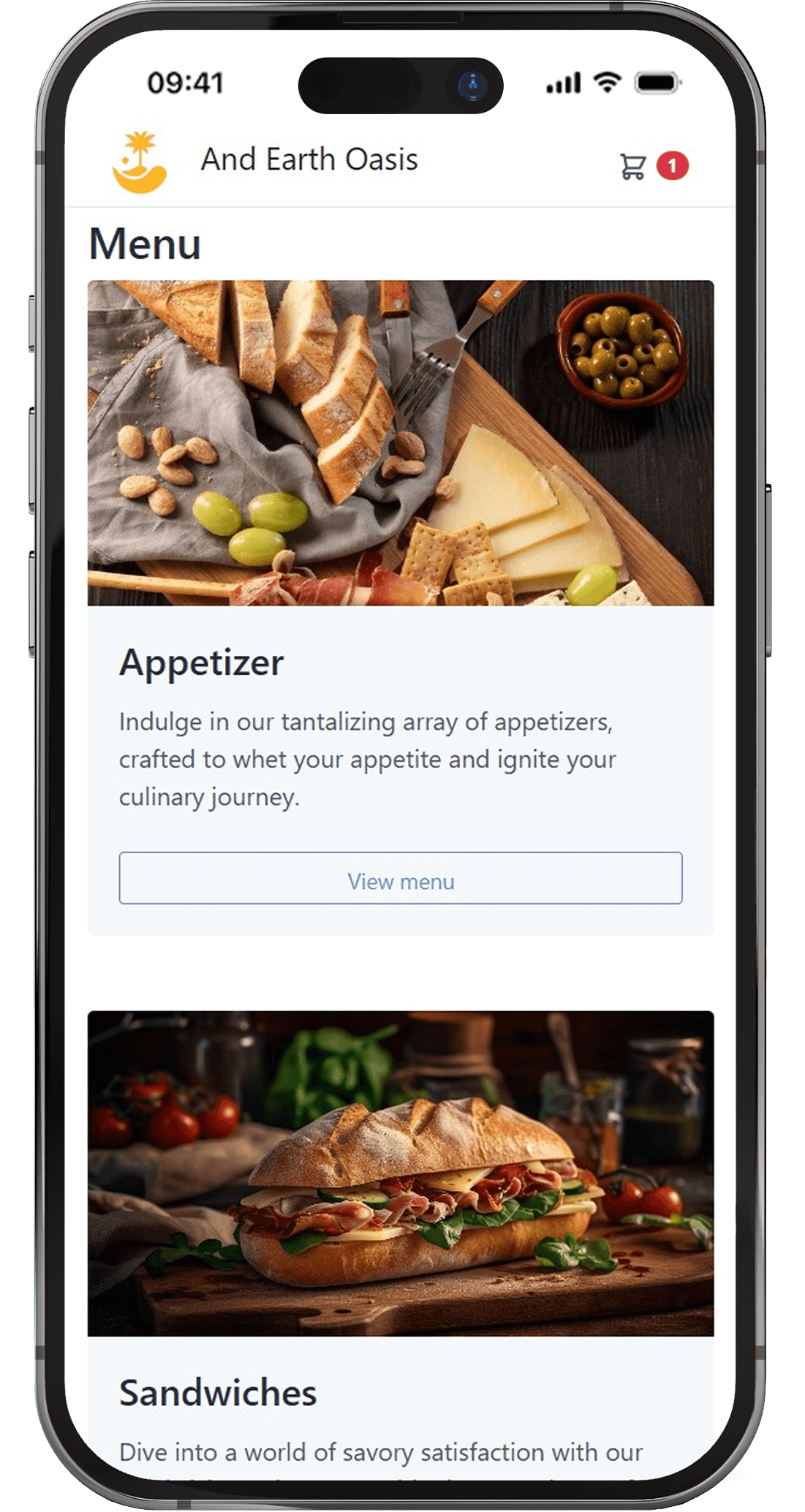 Screenshot of a store page in mobile view